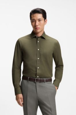 Casual-fit heritage shirt in cotton poplin, Olive