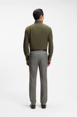 Casual-fit heritage shirt in cotton poplin, Olive