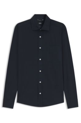 Casual-fit heritage shirt in cotton poplin, Dark Blue