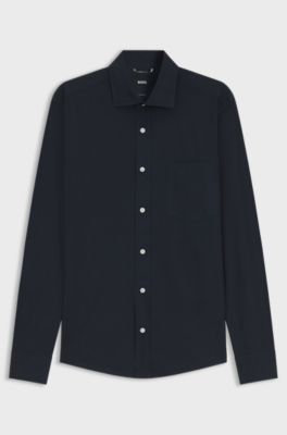 Casual-fit heritage shirt in cotton poplin, Dark Blue
