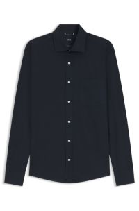 Casual-fit heritage shirt in cotton poplin, Dark Blue