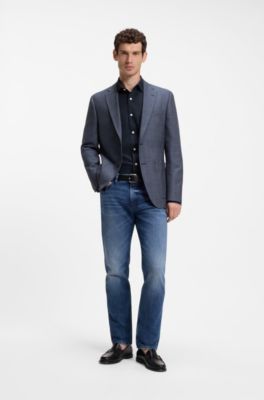 Casual-fit heritage shirt in cotton poplin, Dark Blue