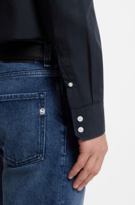 Casual-fit cotton shirt, Dark Blue