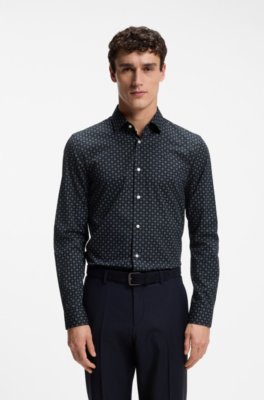 Slim-fit business shirt in stretch poplin