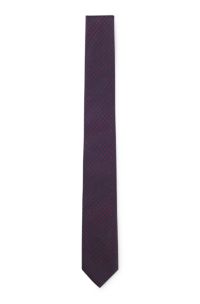 Patterned tie in silk jacquard, Dark Purple