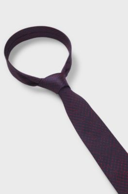 Patterned tie in silk jacquard, Dark Purple