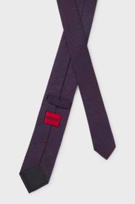 Patterned tie in silk jacquard, Dark Purple