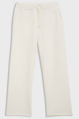 Relaxed-fit broek van dubbellaagse scuba jersey met taps toelopende pijpen, Wit