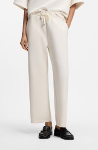 Relaxed-fit barrel-leg trousers in double-layer scuba jersey, White