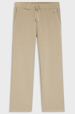 Relaxed-fit barrel-leg trousers in double-layer scuba jersey, Beige