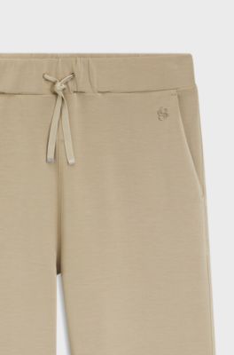 Relaxed-fit barrel-leg trousers in double-layer scuba jersey, Beige