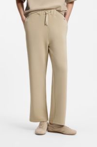 Relaxed-fit barrel-leg trousers in double-layer scuba jersey, Beige
