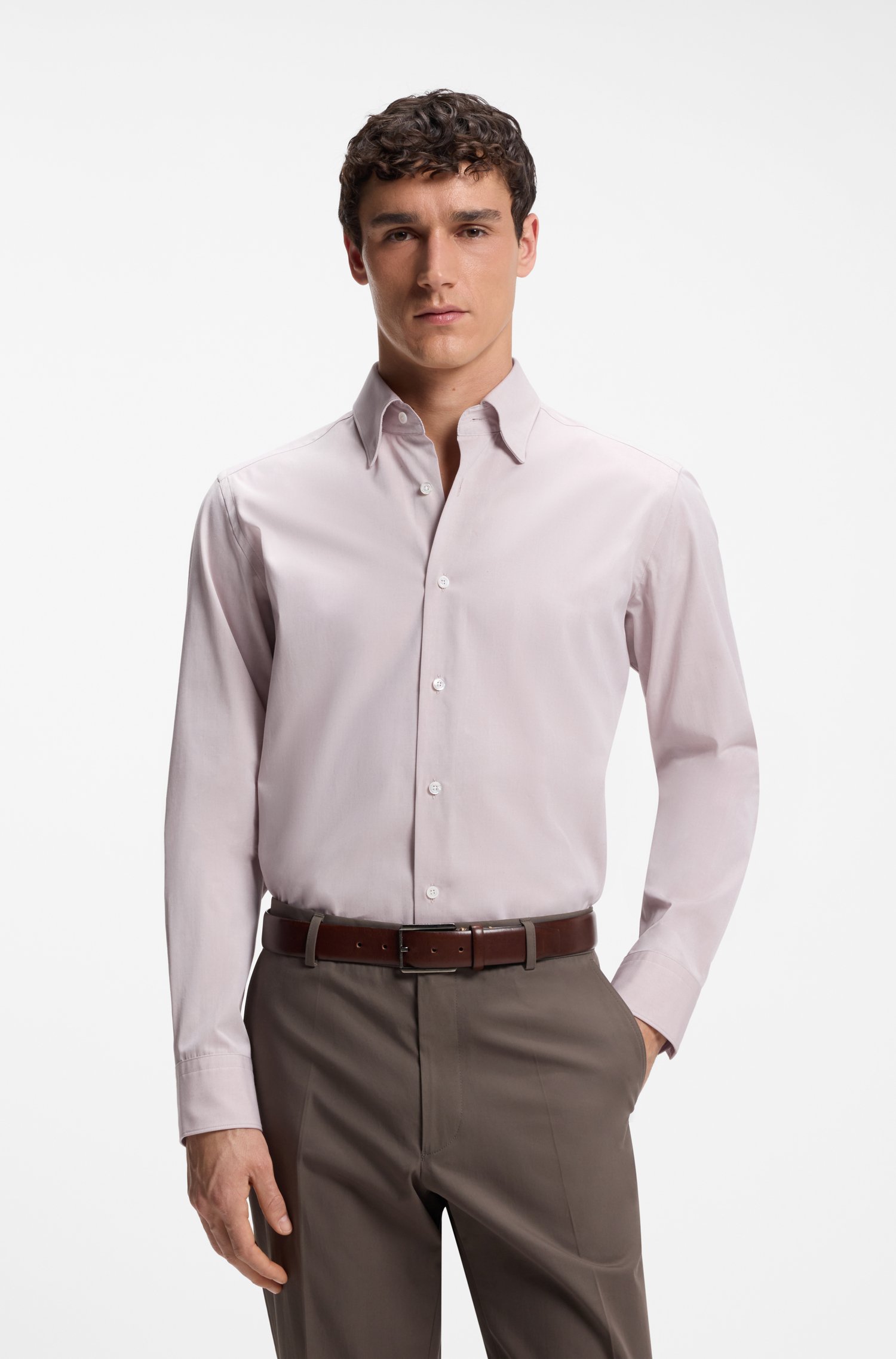 Boss Regular-fit shirt in Italian-made cotton skjortor & blusar herr
