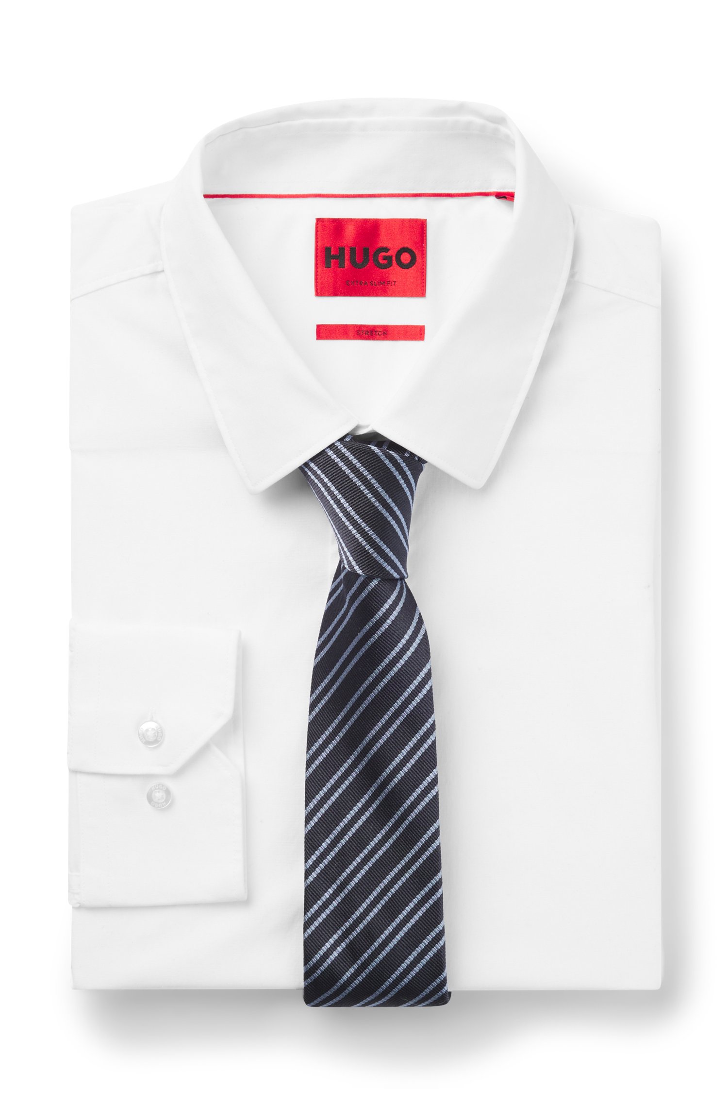 Hugo Silk tie with diagonal stripes slipsar herr – bild 2