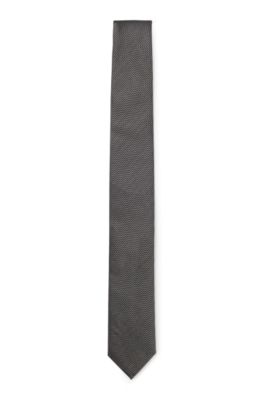 Silk tie with jacquard pattern, Black