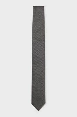 Silk tie with jacquard pattern, Black