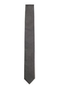 Silk tie with jacquard pattern, Black