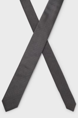 Silk tie with jacquard pattern, Black