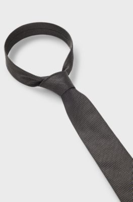 Silk tie with jacquard pattern, Black