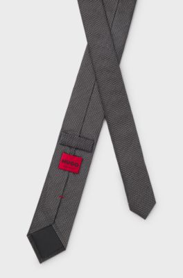 Krawatte aus Seide mit Jacquard-Muster, Schwarz