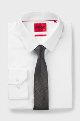 Silk tie with jacquard pattern, Black