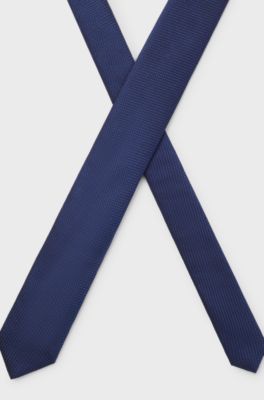 Silk tie with jacquard pattern, Blue