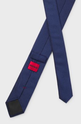 Silk tie with jacquard pattern, Blue