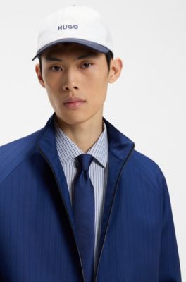 Cravatta in seta con motivo jacquard, Blu