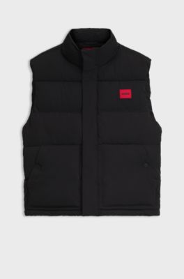Lightweight puffer gilet with red logo detail, Black