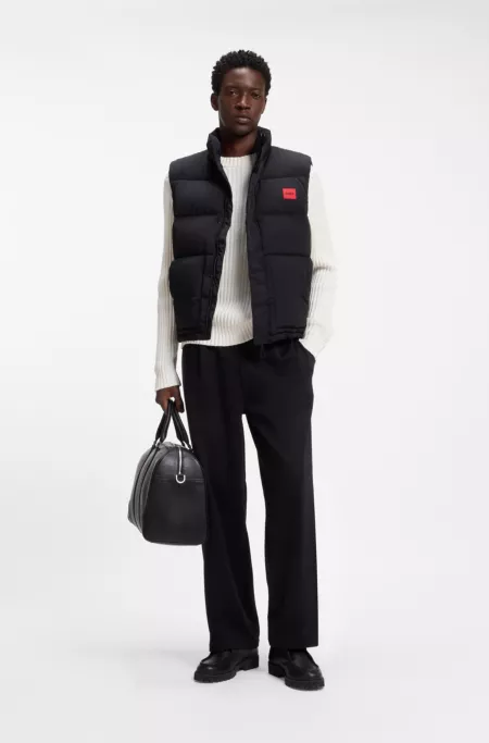 Lightweight puffer gilet with red logo detail