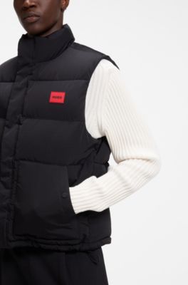 Gilet imbottito leggero con dettaglio con logo rosso, Nero