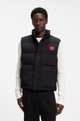Lightweight puffer gilet with red logo detail, Black