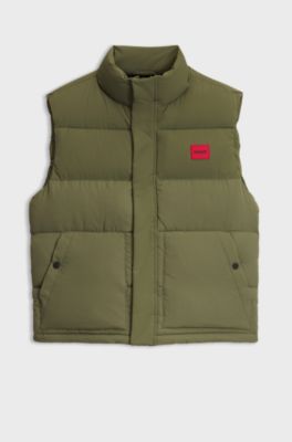 Lightweight puffer gilet with red logo detail, Olive