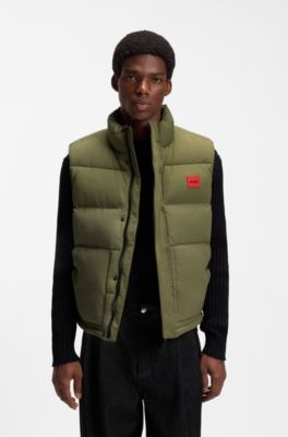 Lightweight puffer gilet with red logo detail, Olive