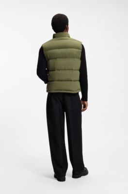 Lightweight puffer gilet with red logo detail, Olive