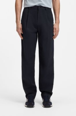 Pantaloni traveller in popeline di cotone elasticizzato, Blu scuro