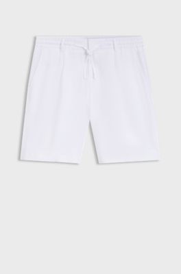 Tapered-fit shorts in linen, White