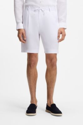Tapered-fit shorts in linen, White