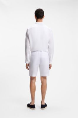 Tapered-fit shorts in linen, White