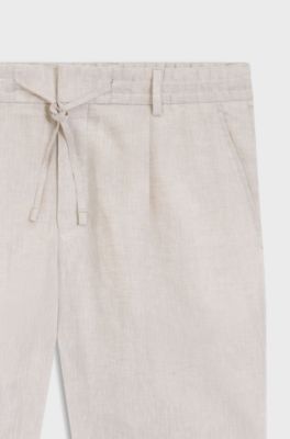 Tapered-fit shorts in linen, Light Beige
