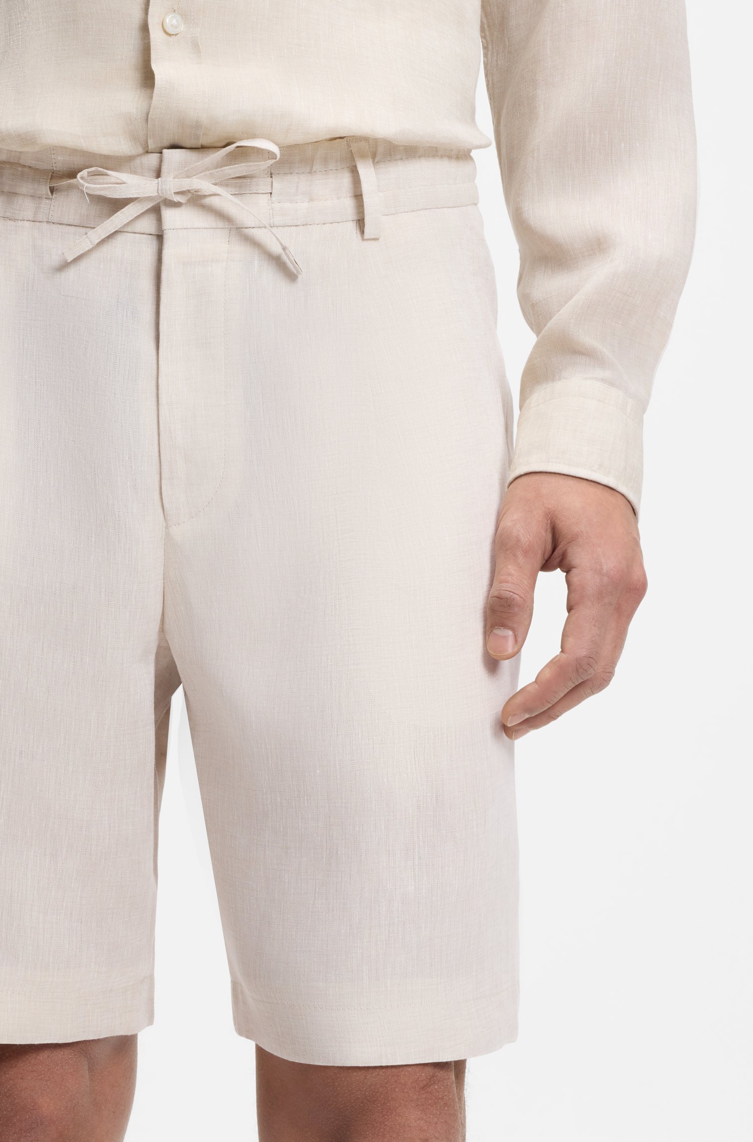Boss Tapered-fit shorts in linen herr – bild 3