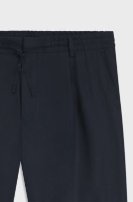 Tapered-fit shorts in linen, Dark Blue