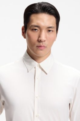 Performance regular-fit shirt with micro pattern, Natural
