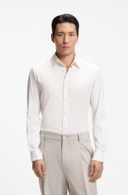 Performance regular-fit shirt with micro pattern, Natural