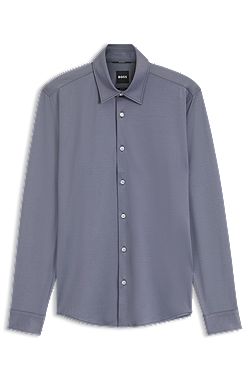 Slim-fit shirt in structured performance-stretch fabric