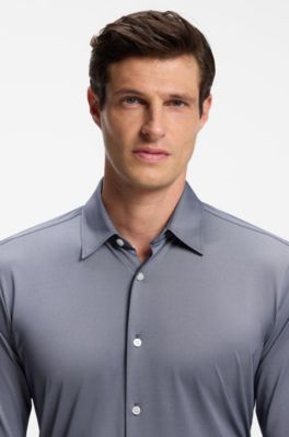 Slim-fit stretch shirt, Dark Blue