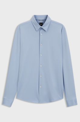 Slim-Fit Hemd aus strukturiertem Performance-Stretch-Gewebe, Hellblau