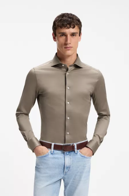 Slim-fit shirt in cotton jersey