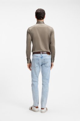 Boss Slim-fit shirt in cotton jersey kostymskjortor herr – bild 3
