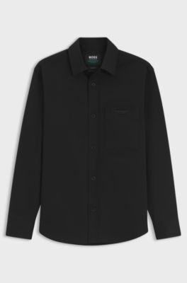 BOSS x ASTON MARTIN Relaxed-Fit Overshirt aus Stretch-Baumwolle, Schwarz
